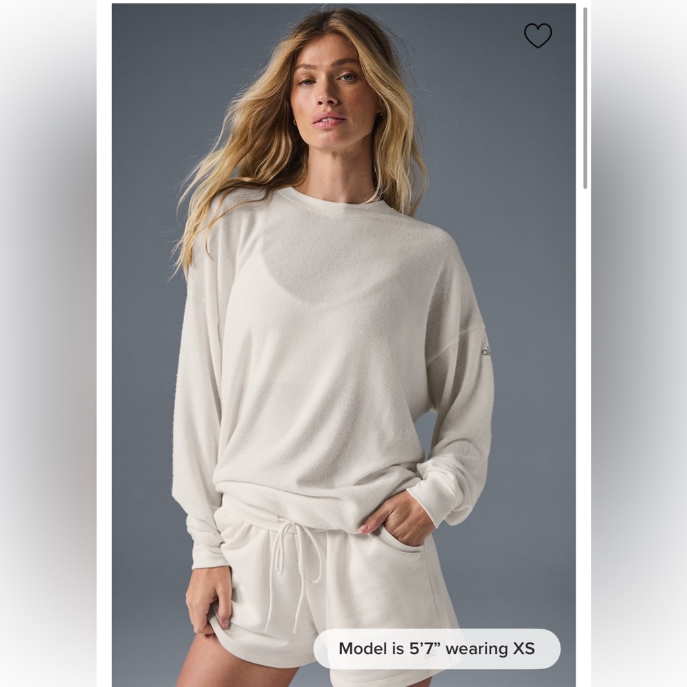 ALO Yoga Cream Lightweight Pullover Sweatshirt